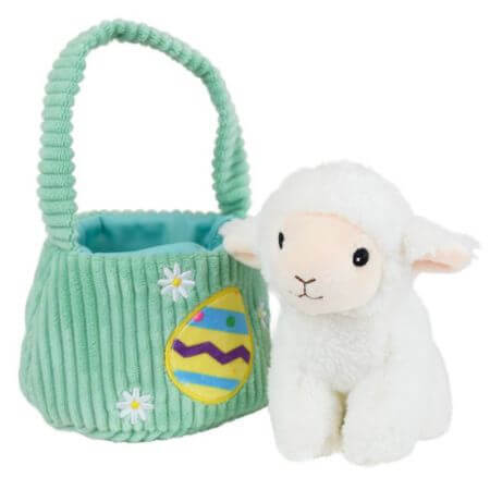 Jouet en peluche en peau d'agneau dans un panier, 0-36 mois, 12 cm, Jemini