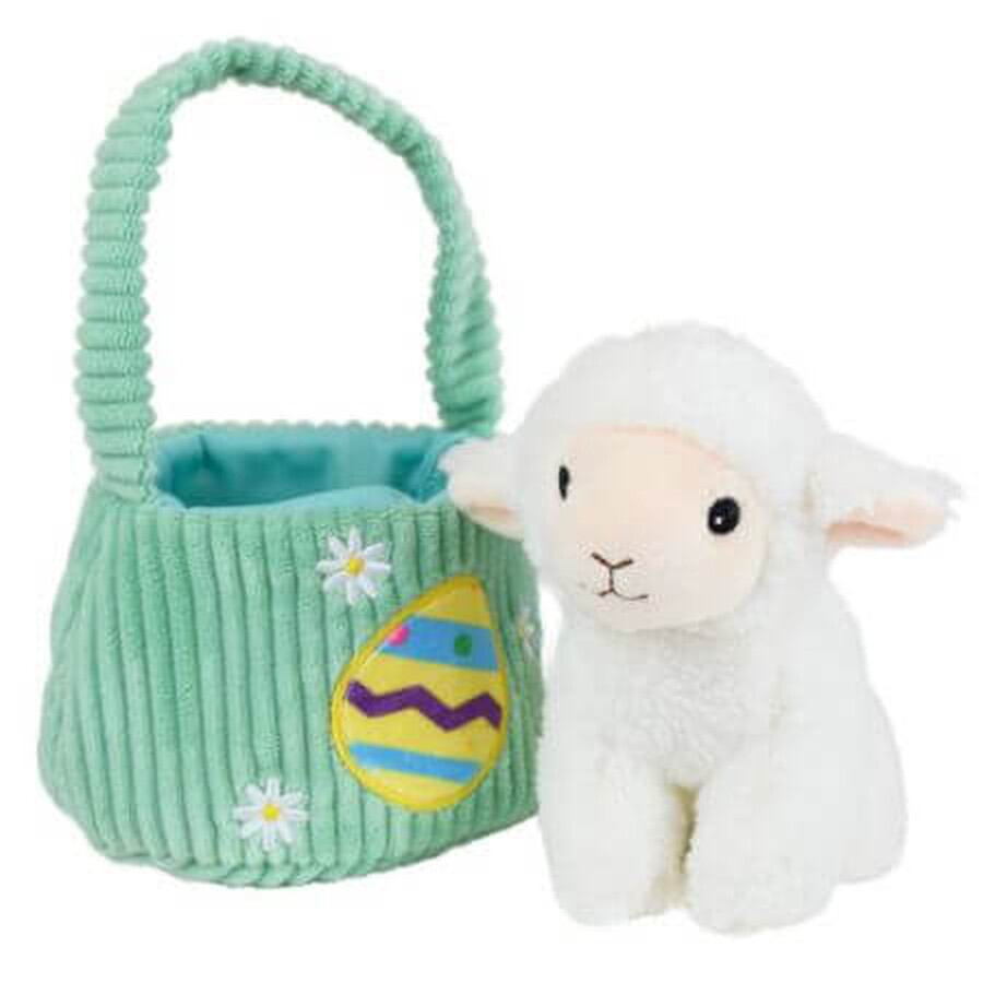 Jouet en peluche en peau d'agneau dans un panier, 0-36 mois, 12 cm, Jemini