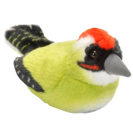 Jouet en peluche Oiseau avec sons, 17 cm, Pic vert, Wild Republic