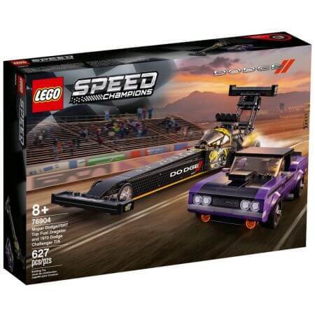 Mopar Dodge Srt top fuel Dragster si Dodge Challanger 1970 Lego Champions, +8 ani, 76904, Lego