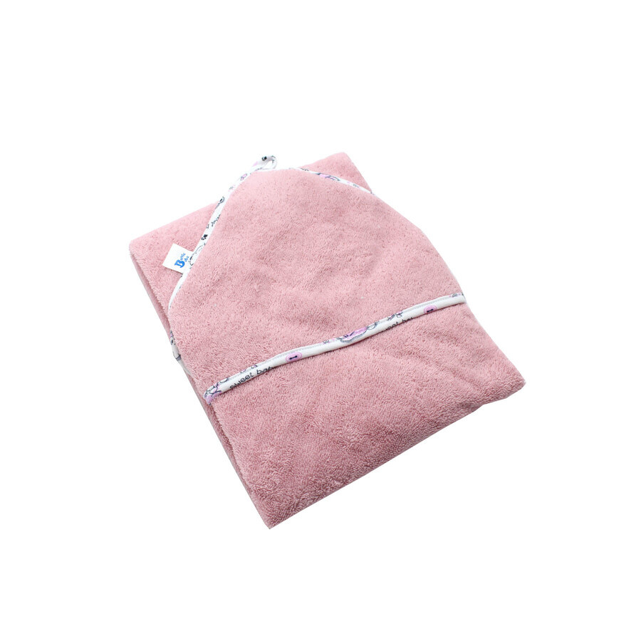Serviette à capuche Premium 100% coton, Rose, 80x90 cm, Baltic Bebe