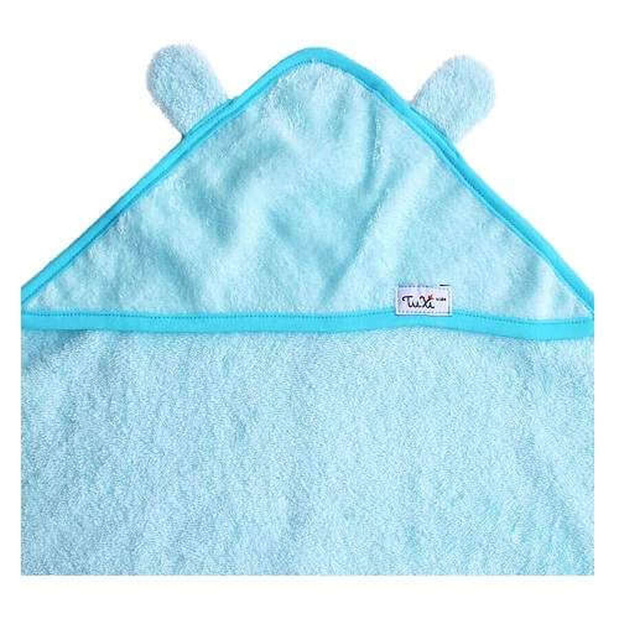 Serviette de bain avec oreilles de bébé, 100x100 cm, Bleu, Tuxi Brands