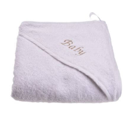 Asciugamano per neonati con cappuccio, 75x75 cm, Bianco, Fic Baby