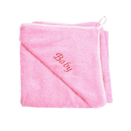 Serviette de bain avec capuchon, 75x75 cm, Rose, Fic Baby