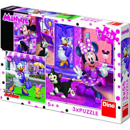 Puzzle 3 en 1 Un jour avec Minnie, 55 pièces, Dino Toys