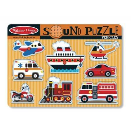 Puzzle cu sunete vehicule, Melissa and Doug