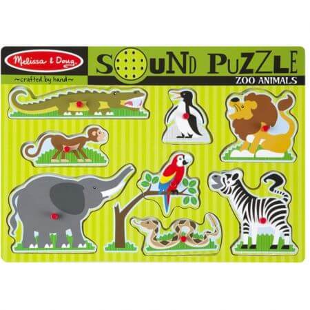 Puzzle en bois avec sons Animaux du zoo, +2 ans, Melissa&Doug