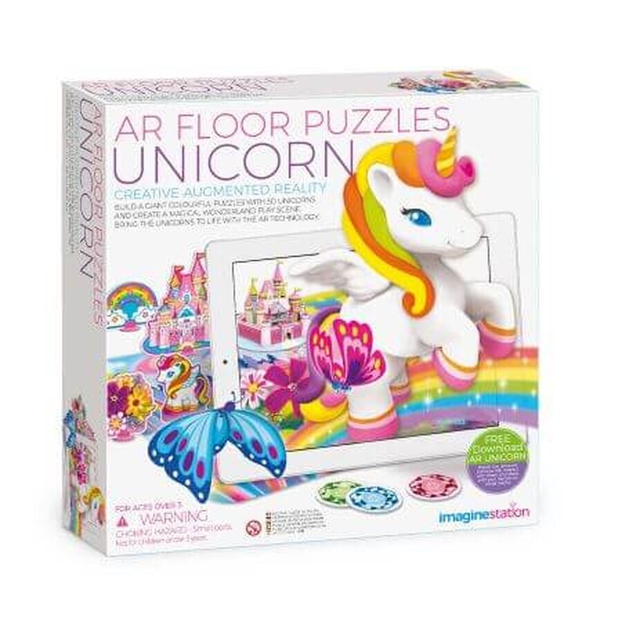 Puzzle de podea cu Realitate Augumentata AR, Unicorni, 4M