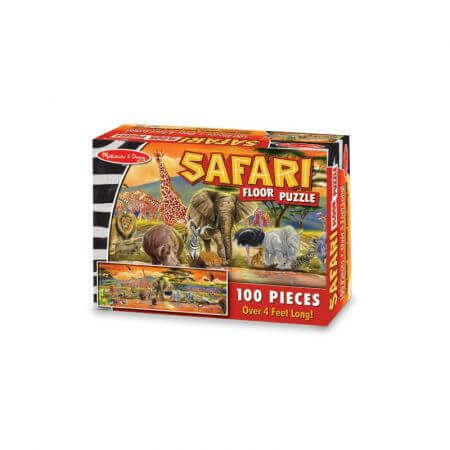 Puzzle de podea Safari, 6 ani+, 100 piese, Melissa&Doug