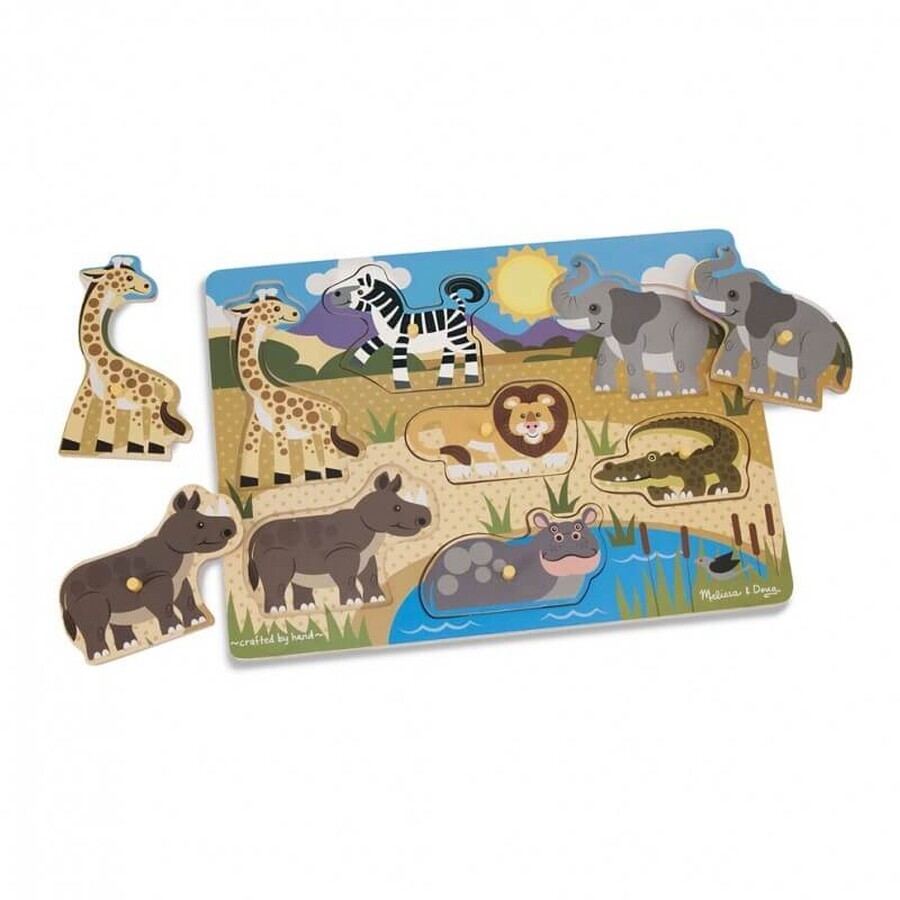 Puzzle en bois Safari Animaux, +2 ans, Melissa&Doug