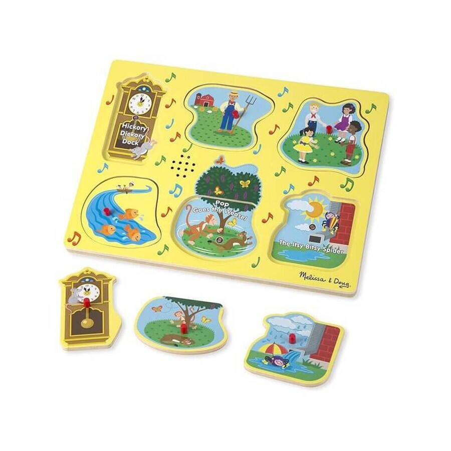 Puzzle din lemn cu sunete Cantecele Copilariei, Melissa&Doug