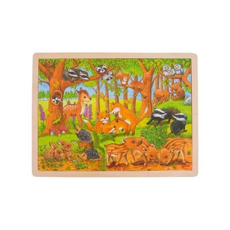 Puzzle en bois, + 3 ans, Puzzle animaux sauvages, Goki