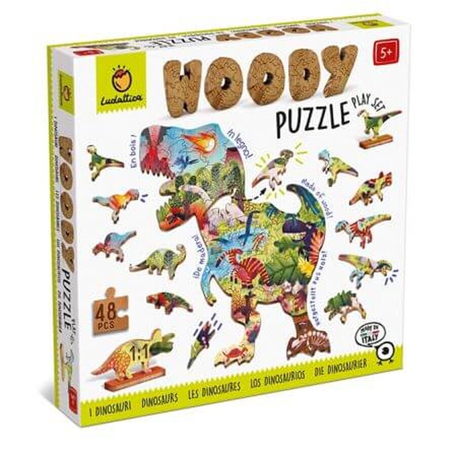 Puzzle di legno, +5 anni, Dinosauri, Ludattica