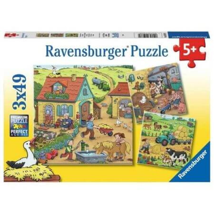 Puzzle del lavoro agricolo, 3x49 pezzi, +5 anni, Ravensburger