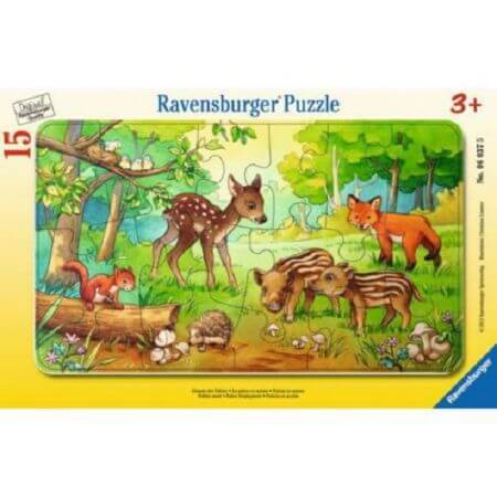 Puzzle "Baby animals in the forest", 15 pièces, Ravensburger