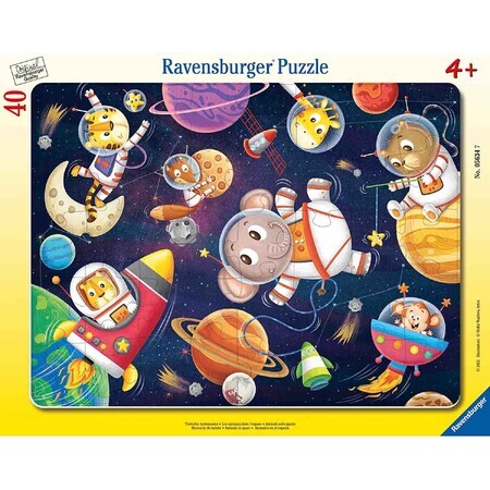 Puzzle tip rama Animalute in Spatiu, +4 ani, 40 piese, Ravensburger