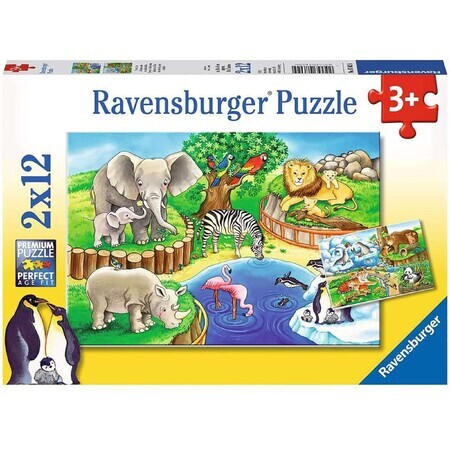 Puzzle Zoo, +3 ans, 2x12 pièces, Ravensburger