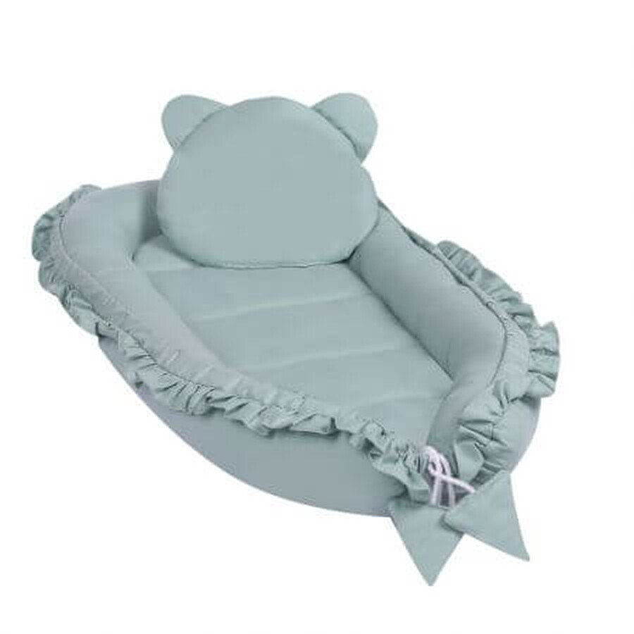 Nid de bébé en coton avec oreiller, menthe, E-Kids