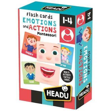 Gioco educativo Montessori - Carte emozioni e azioni, +1 anno, Headu