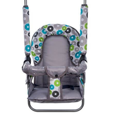 Baby swing with adjustable backrest and removable bar, Grey Flowers, Top Kids