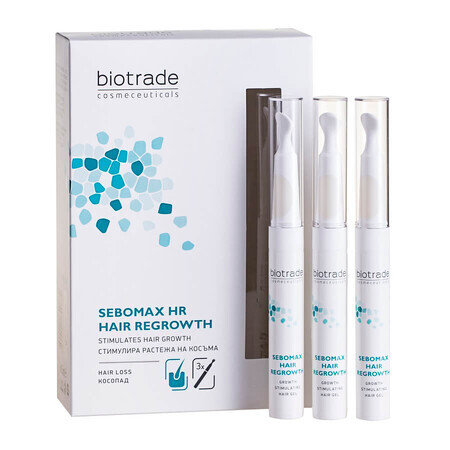 Gel stimolatore per capelli Sebomax, 3 x 8,5 ml, Biotrade