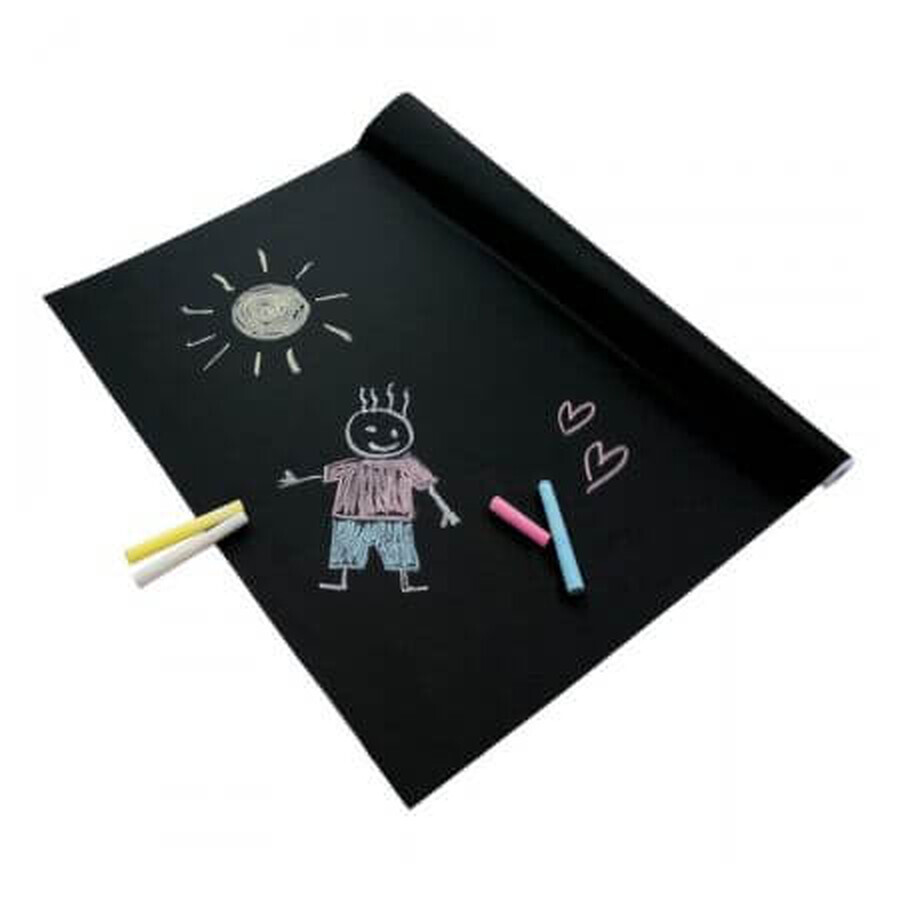 Feuille autocollante pour tableau noir de 2 m de long et set de craies de couleur, Playbox