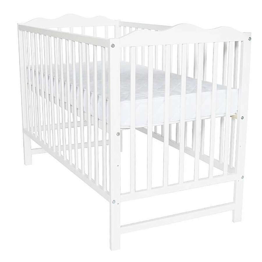 Lit d'enfant en bois massif Laura, 120 x 60 cm, blanc, E-Kids