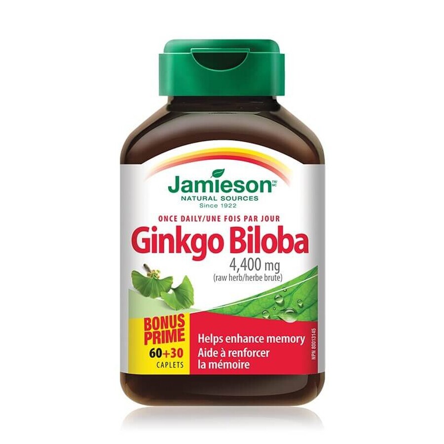 Ginkgo Biloba 4000 mg, 60+30 gélules, Jamieson