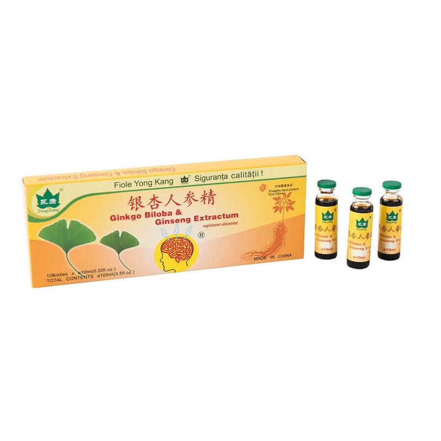 Ginkgo Biloba e Ginseng Extractum, 10 fiale, Yongkang International China