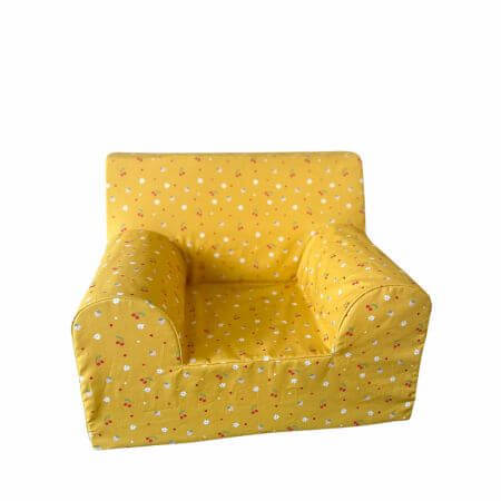 Chaise bébé en coton, jaune moutarde et cerise, Twindeco