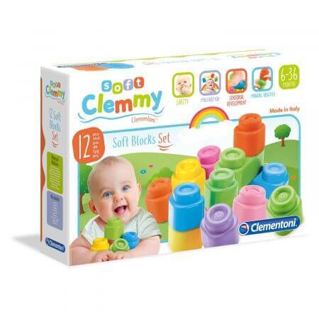 Set di 12 cubetti morbidi Clemmy, +6 mesi, Clementoni