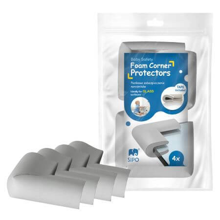 Jeu de 4 protections de bords en mousse, Gris, Sipo