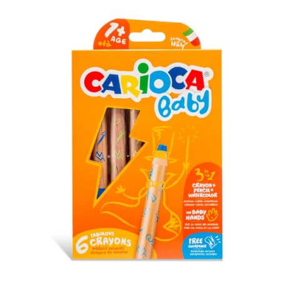 Set de 6 crayons de couleur 3 en 1 Baby, +1 an, Carioca