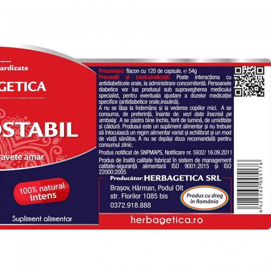 Glicemo Stabil, 120 gélules, Herbagetica