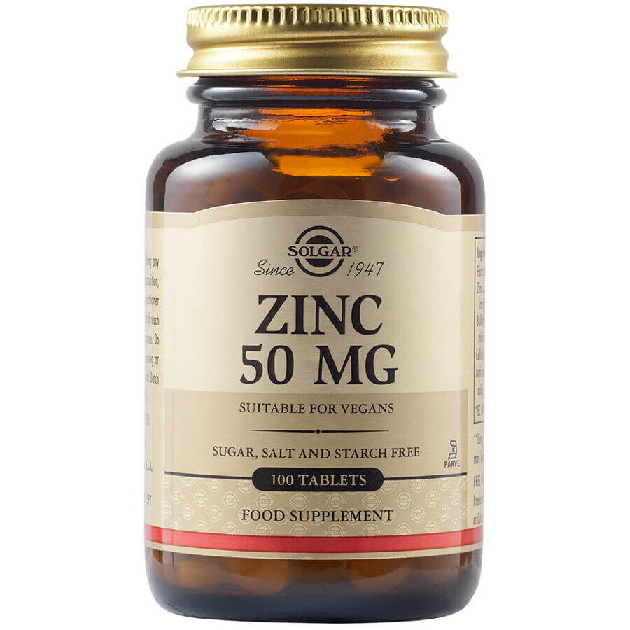 Zinc 50 mg, 100 comprimés, Solgar Évaluations