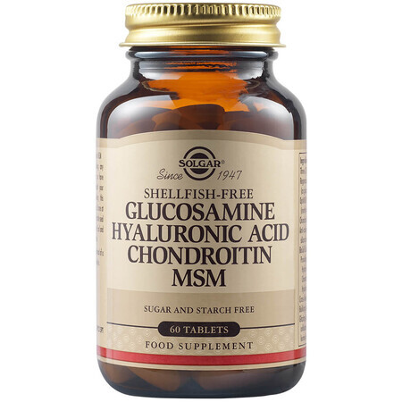 Glucosamine, acide hyaluronique, chondroïtine et MSM, 60 comprimés, Solgar