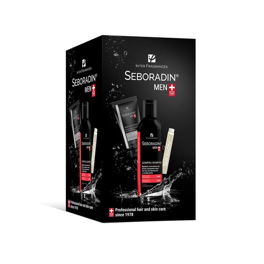 Seboradin Men Strong Treatment Package 14 flacons x 5,5 ml + Facial Cream x 50 ml + Shampooing x 200 ml