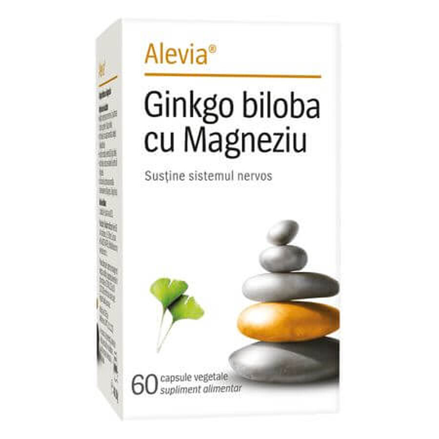 Ginkgo Biloba avec Magnésium, 60 gélules végétales, Alevia