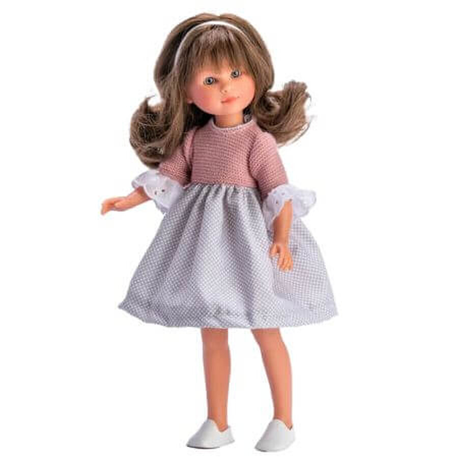 Celia Puppe mit grauem und rosa Kleid, +3 Jahre, 30 cm, Asivil