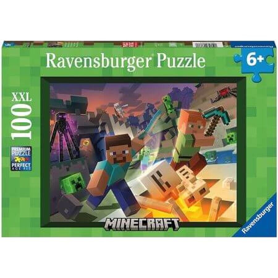 Puzzle Monstri MineCraft, + 6 ani, 100 piese, Ravensburger