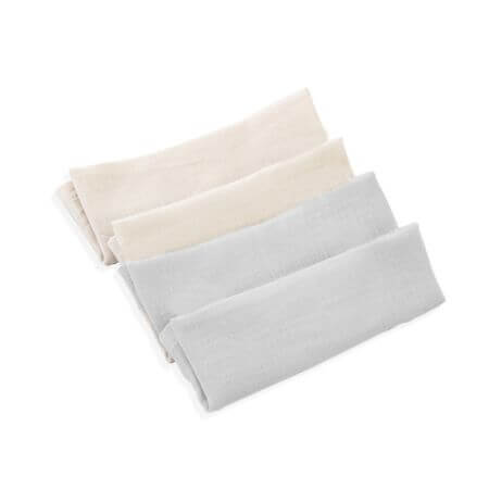 Lot de 4 serviettes en mousseline, 25 x 25 cm, Grey, BabyJem