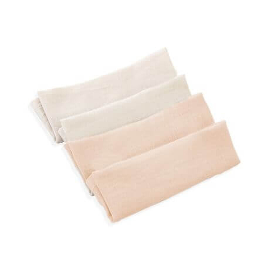Lot de 4 serviettes en mousseline, 25 x 25 cm, saumon, BabyJem