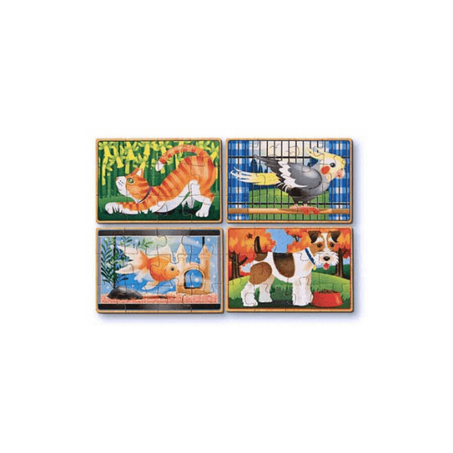 Set di 4 puzzle in legno in scatola Pets, Melissa and Doug