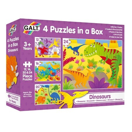Set de 4 puzzles Dinosaures, + 3 ans, Galt
