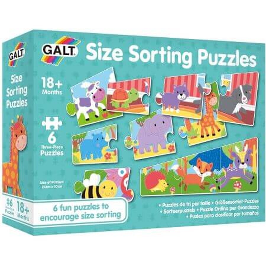 6er-Set Verspielte Tierpuzzles, 3 Teile, Galt