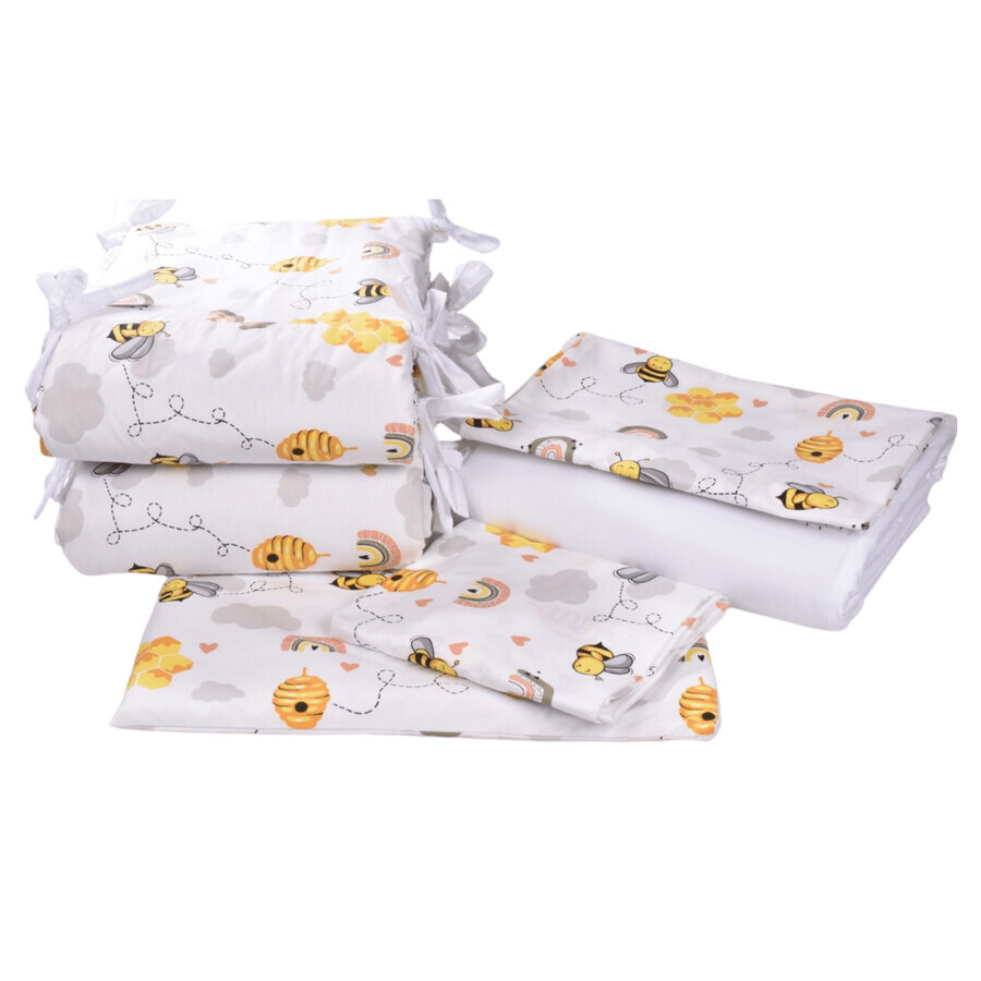 Set completo di lenzuola e copertine per culla, 120 x 60 cm, modello Bee, Fic Baby