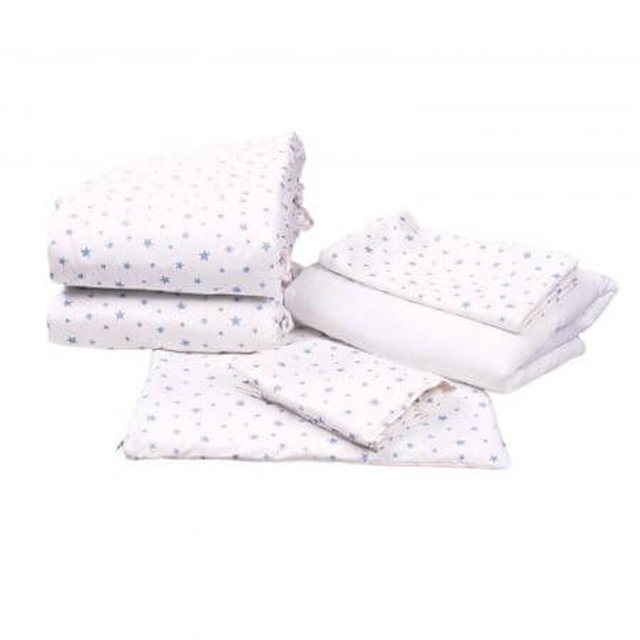 Ensemble complet de linge de lit et de couvertures de lit, 120 x 60 cm, modèle Stelute Bleu, Fic Baby