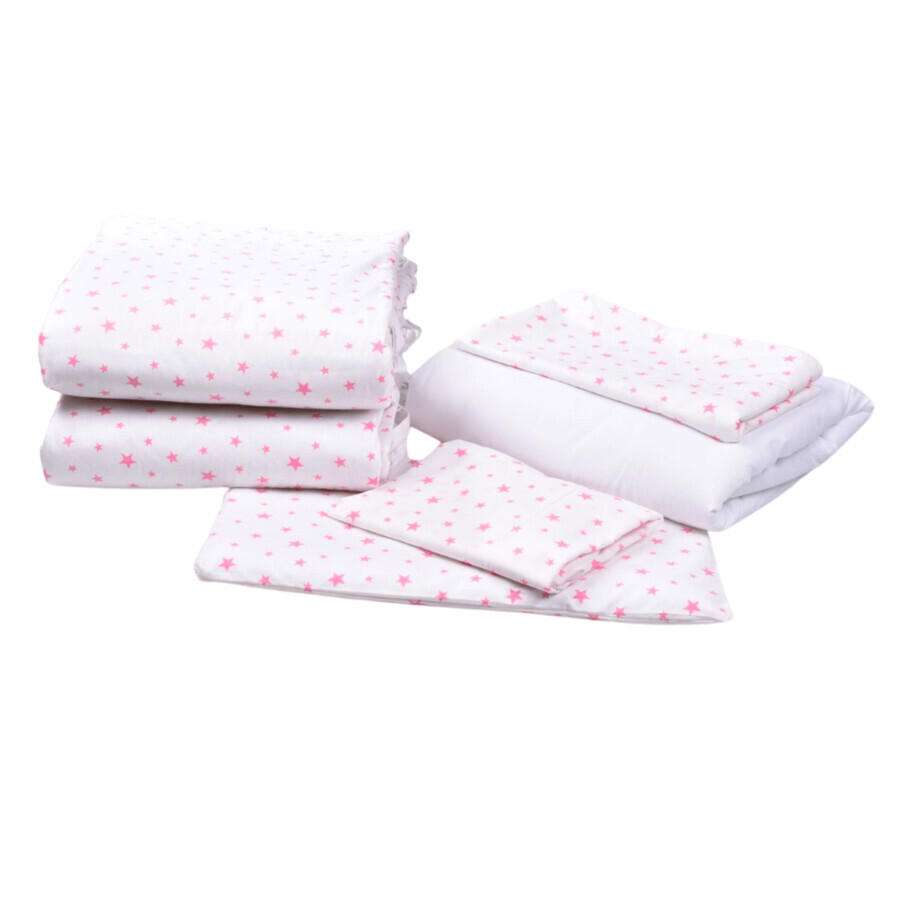 Ensemble complet de draps et de couvertures de lit, 120 x 60 cm, modèle Pink Stars, Fic Baby