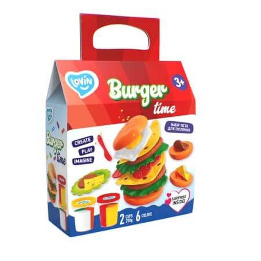 Set di plastilina Burger Time Lovin'Do, +3 anni, 6 colori, Okto