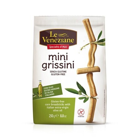 Mini Grissini à l'huile d'olive sans gluten Mini Grissini Le Veneziane, 250 g, MolinodiFerro